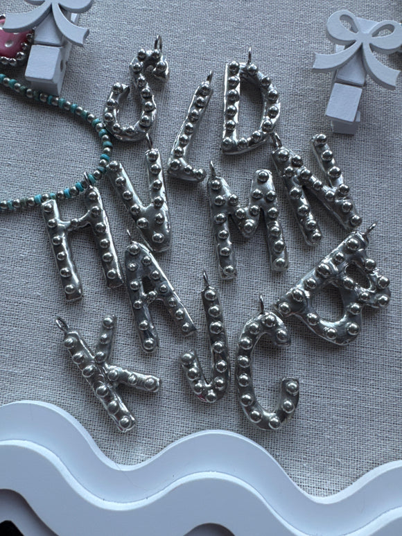 Large bubble letters hand soldered necklace