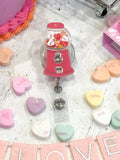 Heart Shaker Gum ball Machine Badge Reel