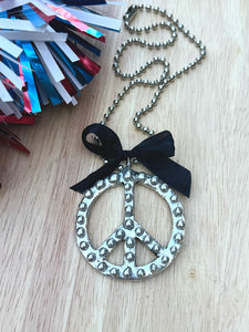 1 of 1 Solid Soldered Dotted Peace Sign Necklace