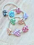 Pearl, Love, & Checkered Stretch Bracelets