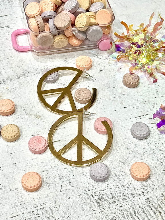 Gold Peace Hoops