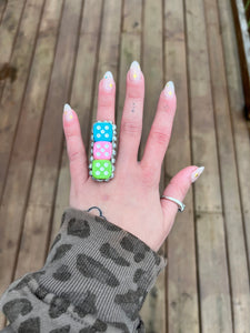 Happy Dice Ring (light green/baby blue/baby pink)