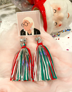 Jingle Bell Rock Tinsel Tassel Earrings