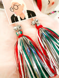 Jingle Bell Rock Tinsel Tassel Earrings