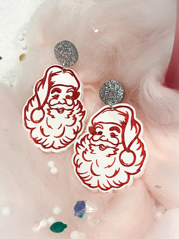 Retro Vintage Santa Earrings