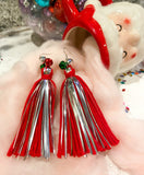 Jingle Bell Rock Tinsel Tassel Earrings